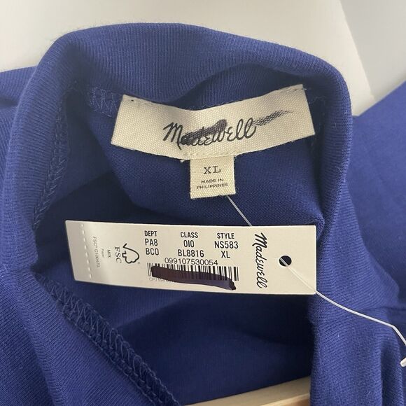 Madewell Short-Sleeve Mockneck Tee Size XL Bright Cobalt Blue Casual Work NS583 - Picture 2 of 8